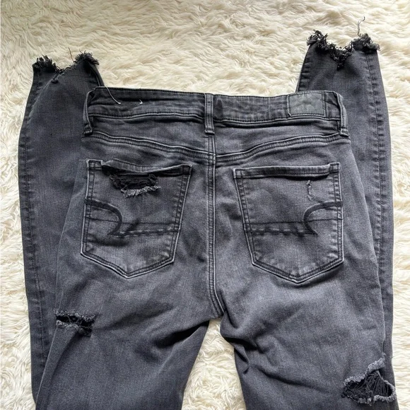 American Eagle Outfitters Charcoal Distressed Skinny Jeans - Picture 14 of 16